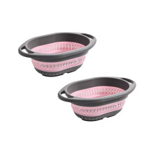 Strainer Basket Set With AntiSlip Base Expandable Design-Pink