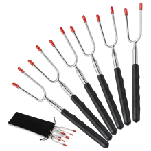 Campfire Camping Essentials, Wide Application Skewers For BBQ S'mores, Marshmallow Roasting Sticks, Stainless Steel, Compact Telescopic Design,