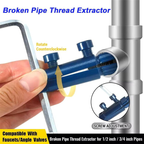 Pipe extractor for broken pipes, thread extractor for broken valves, easy removal, for damaged water pipes (blue) 1