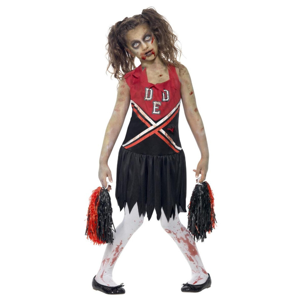 Smiffy's (13-14 Years, Red/Black) Girls Zombie Cheerleader Costume Set