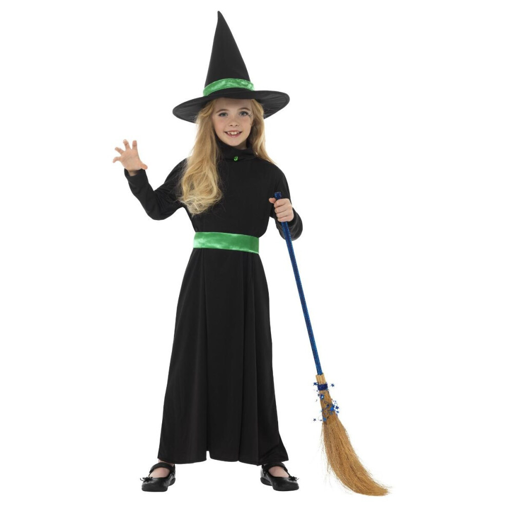 Smiffy's (7-9 Years, Black) Girls Wicked Witch Costume Set