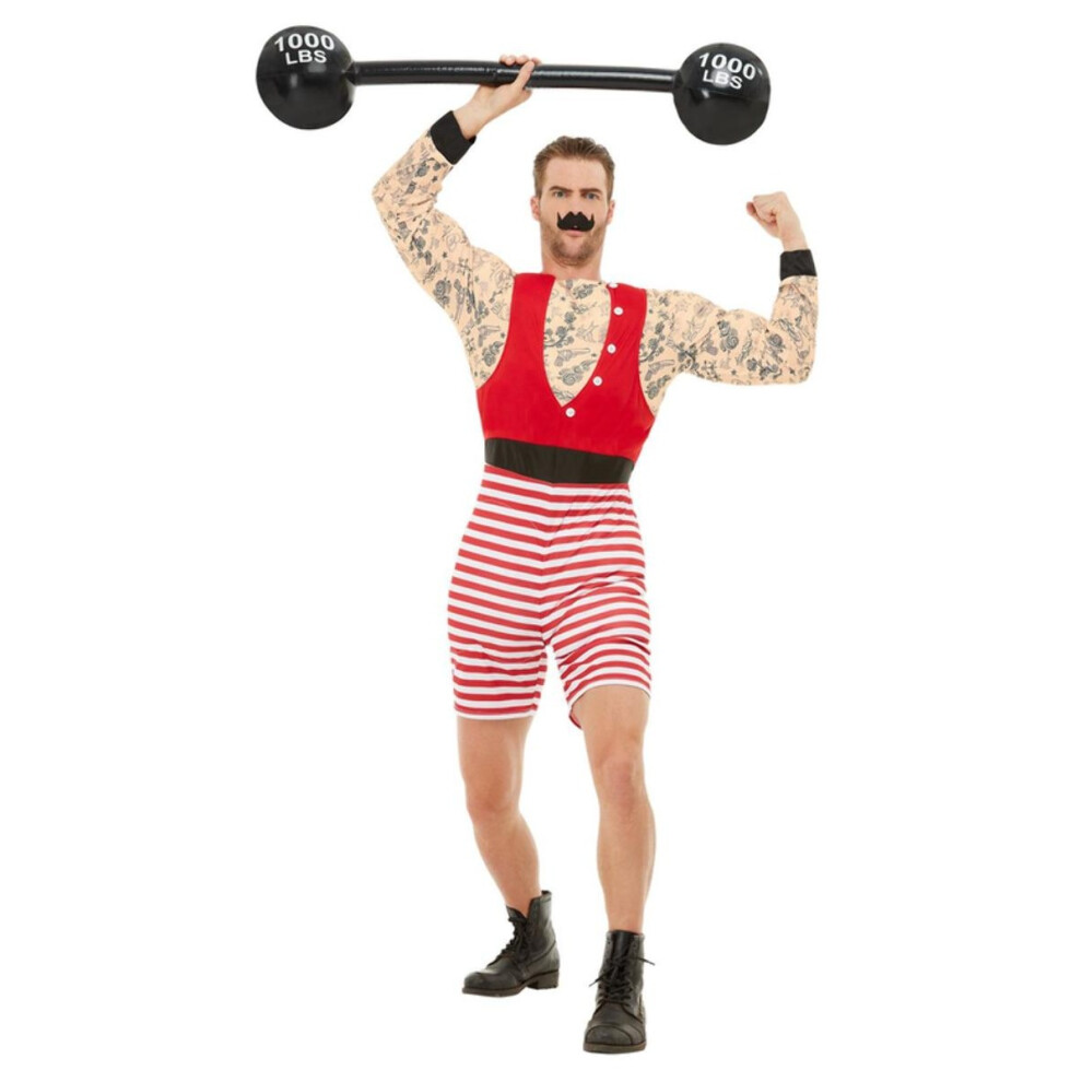Smiffy's (Xl, White/Red/Black) Mens Deluxe Strongman Costume Set Black