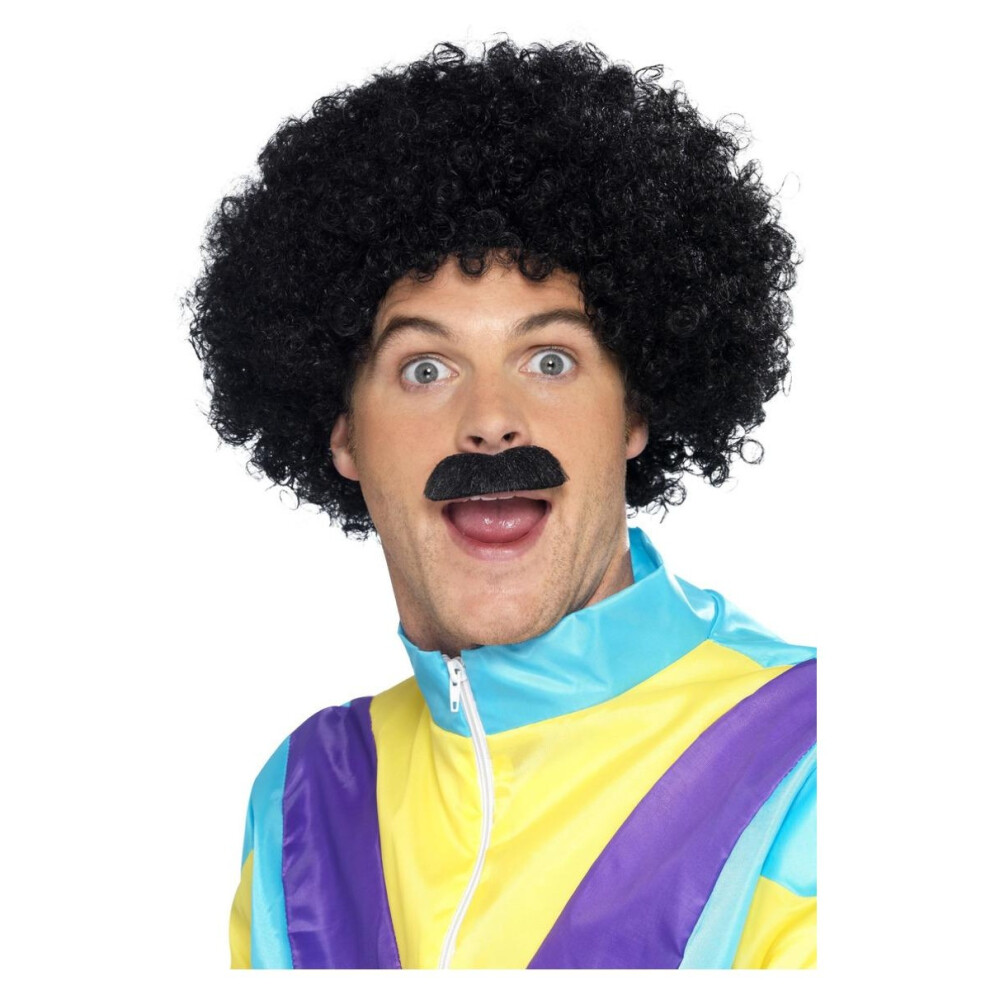 Smiffy's Mens Scouser Wig & Moustache Set Black