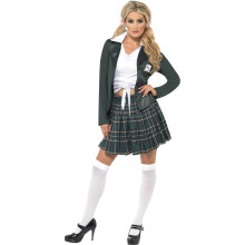 (S, Grey) Smiffys Womens/Ladies Preppy School Girl Costume Set