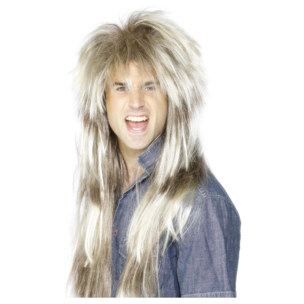 Smiffy's Mens 80S Mega Mullet Wig Brown