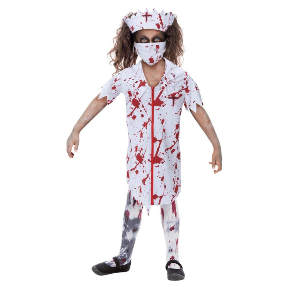 Smiffy's (7-9 Years, ) Girls Zombie Nurse Costume White/Red