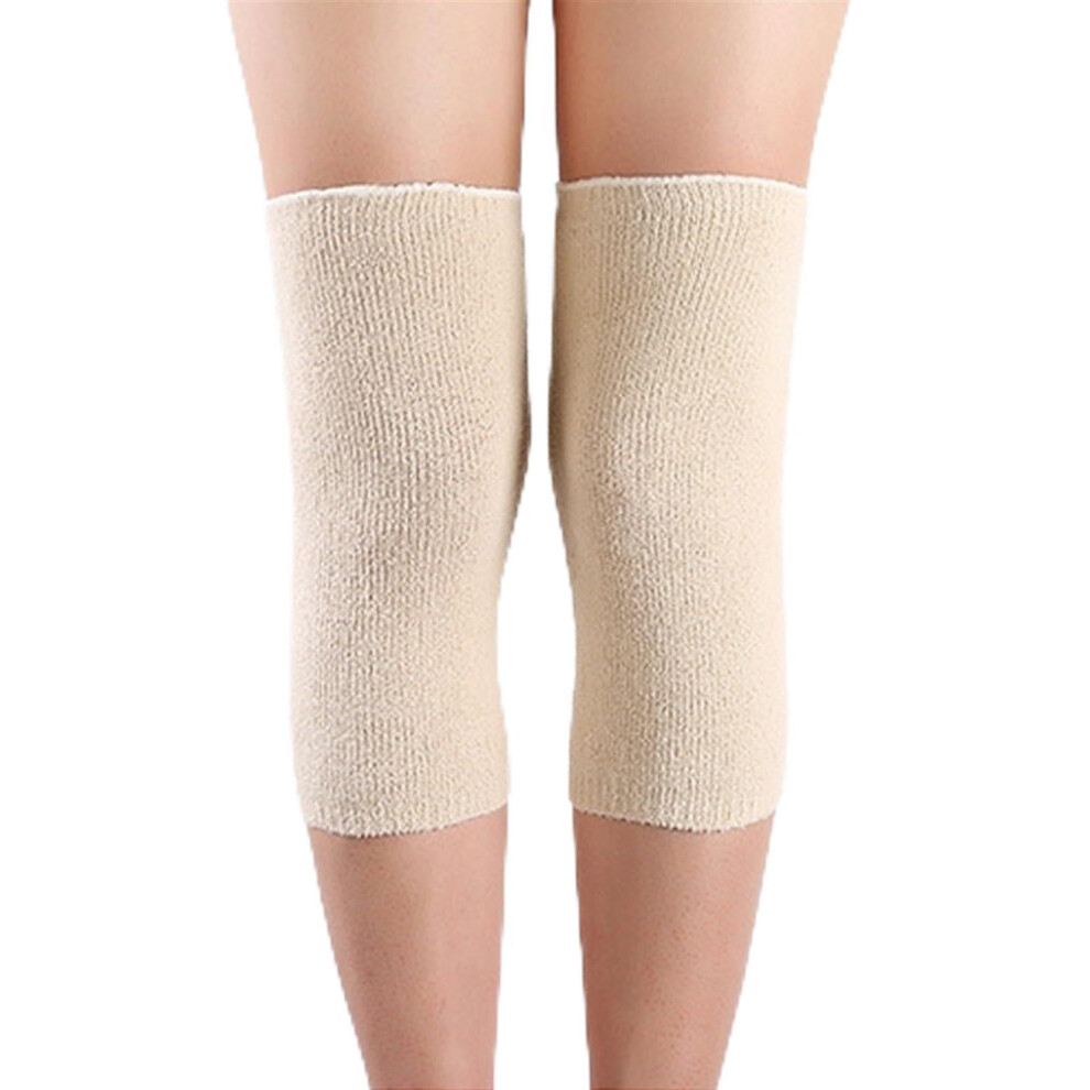 Knee Sleeves Winter Warm Wool Knitted Knee Protector for Running, One Size, Men and Women, Nude