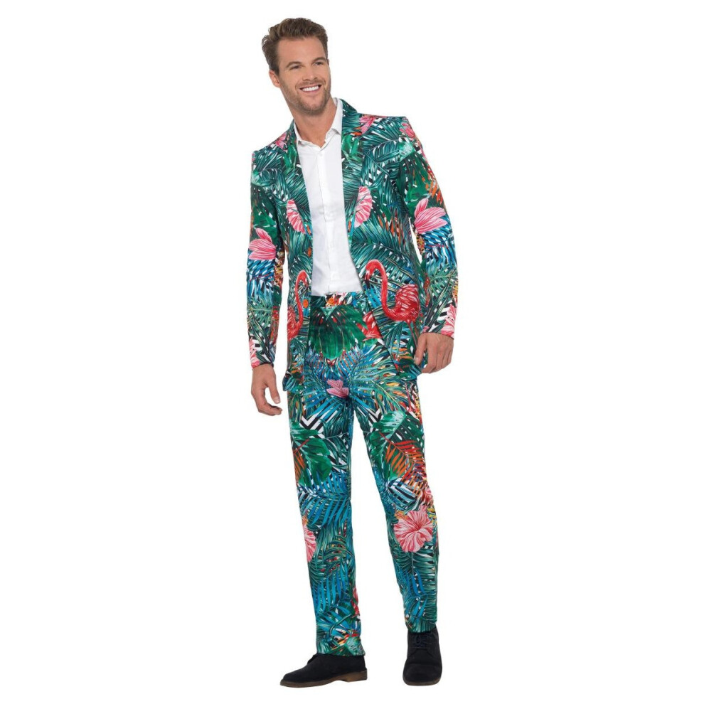 Smiffy's (L, Multicoloured) Mens Hawaiian Tropical Flamingo Costume Suit Red