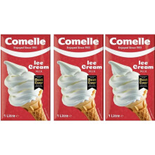 Comelle Ice Cream Mix Vanilla Soft Serve | Instant Ready to Freeze | UHT | Long Life Dairy Skimmed Milk |(3 Pack, 3000, millilitre)