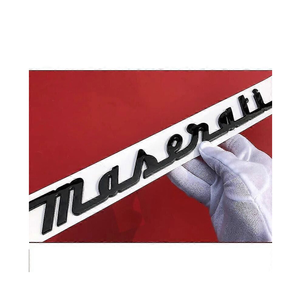 (Glossy ) For Maserati Trunk Nameplate Logo Emblem Badge Handwriting Chrome Ghibli Oem Sticker Black 9444211468760