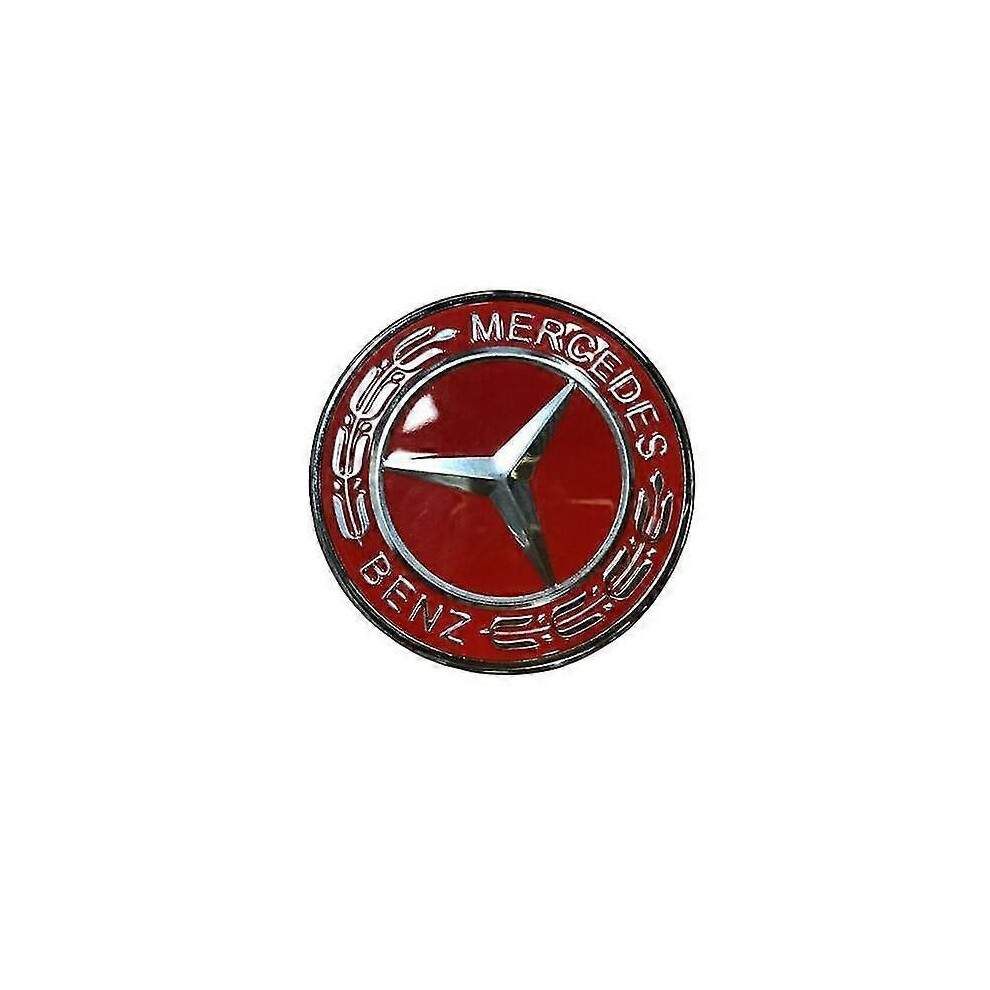 Hood Badge Emblem 57Mm Mercedes Hood Benz Laurel Red/Silver 9444211462386