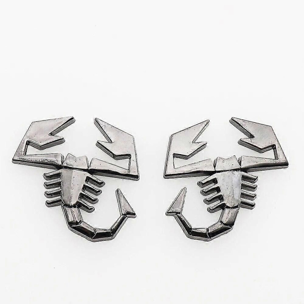 (Chrome -Xz X) 3D Metal Abarth Scorpion Logo Car Fender Side Stickers Rear Badge Creative Decor Black 9444211466742