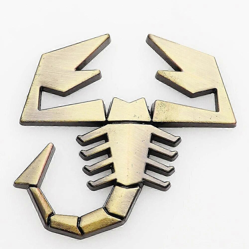 (Matt -Xz D) 3D Metal Abarth Scorpion Logo Car Fender Side Stickers Rear Badge Creative Decorati Gold 9444211466803