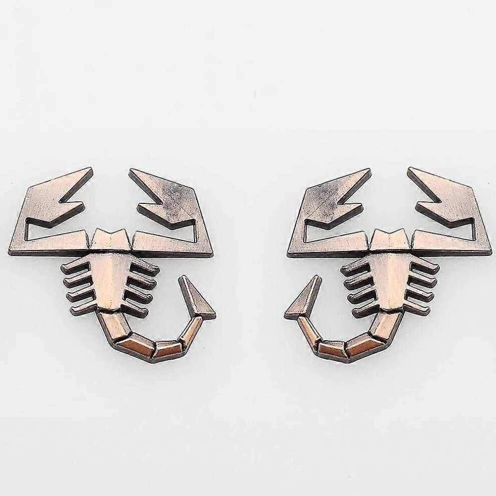 (Matte -Xz X) 3D Metal Abarth Scorpion Logo Car Fender Side Stickers Rear Badge Creative Decorati Red 9444211466797
