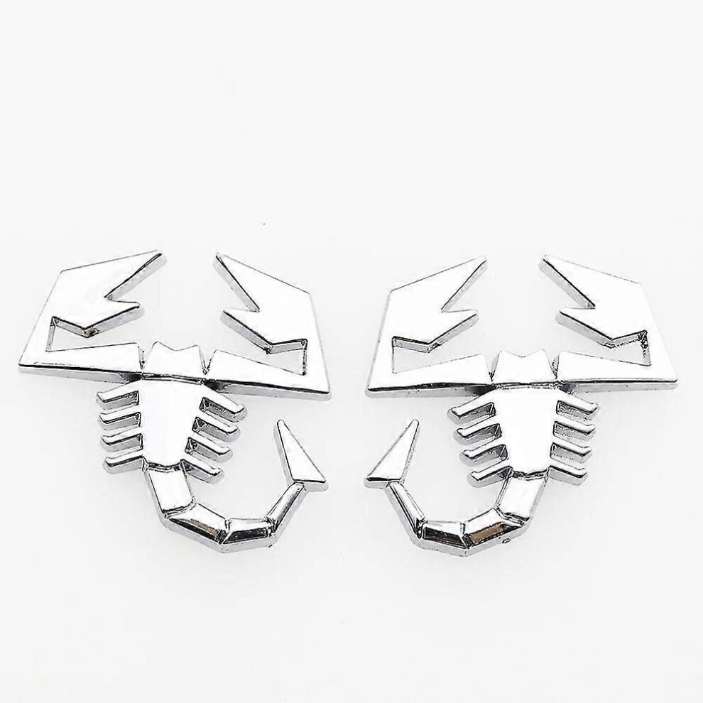 (-Xz X) 3D Metal Abarth Scorpion Logo, Car Fender Side Stickers, Rear Badge, Creative Decorati Silver 9444211466681