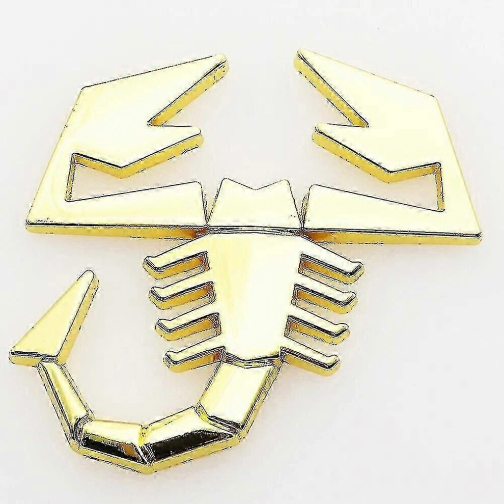 (Chrome -2) 3D Metal Abarth Scorpion Logo Car Fender Side Stickers Rear Badge Creative Decoratio Gold 9444211466858