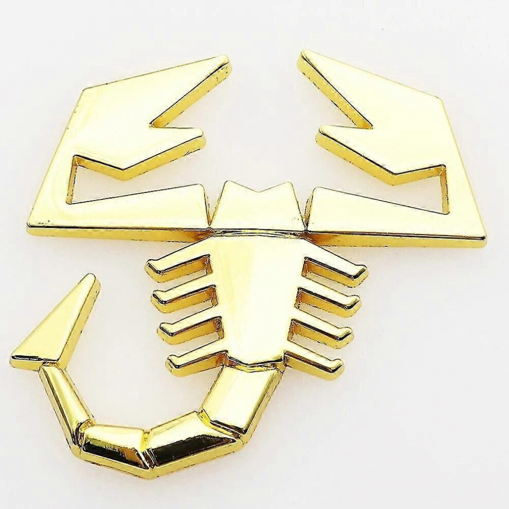 (Chrome -Xz D) 3D Metal Abarth Scorpion Logo Car Fender Side Stickers Rear Badge Creative Decora Gold 9444211466728