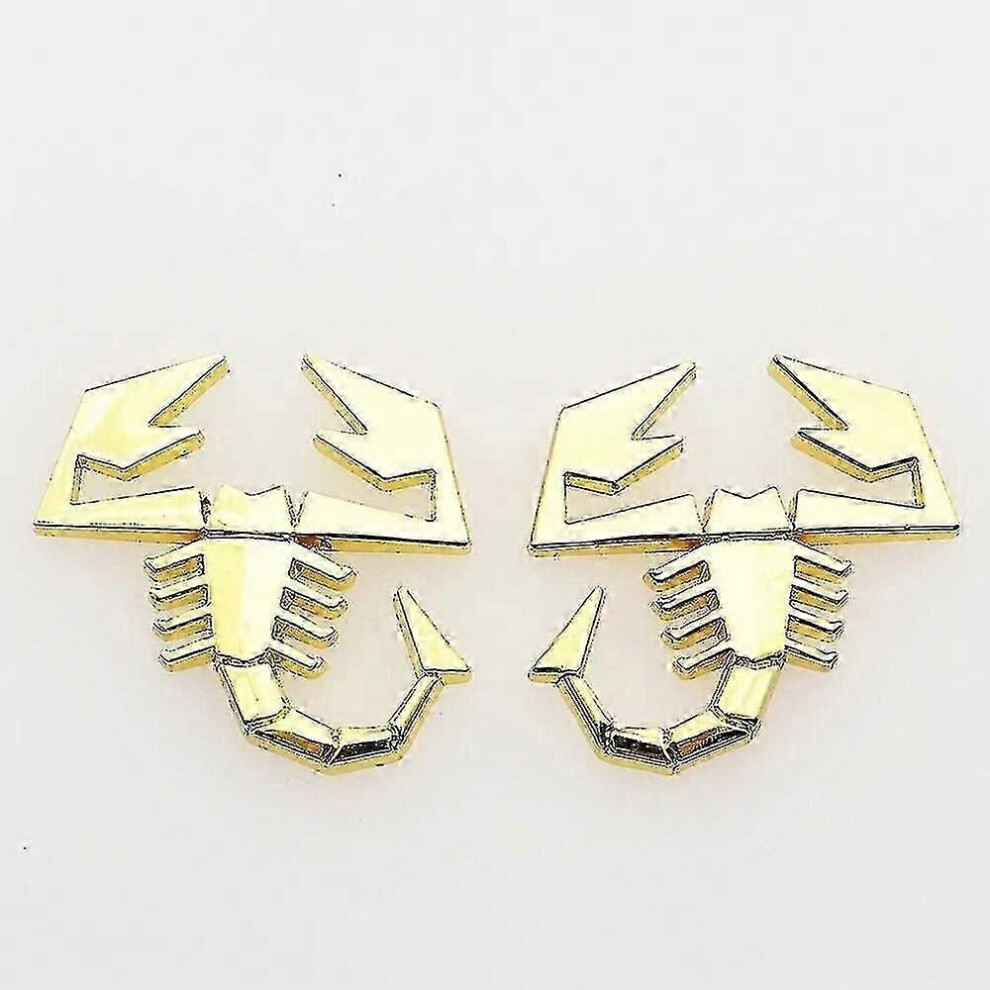 (Chrome -1) 3D Metal Abarth Scorpion Logo Car Fender Side Stickers Rear Badge Creative Decoratio Gold 9444211466865