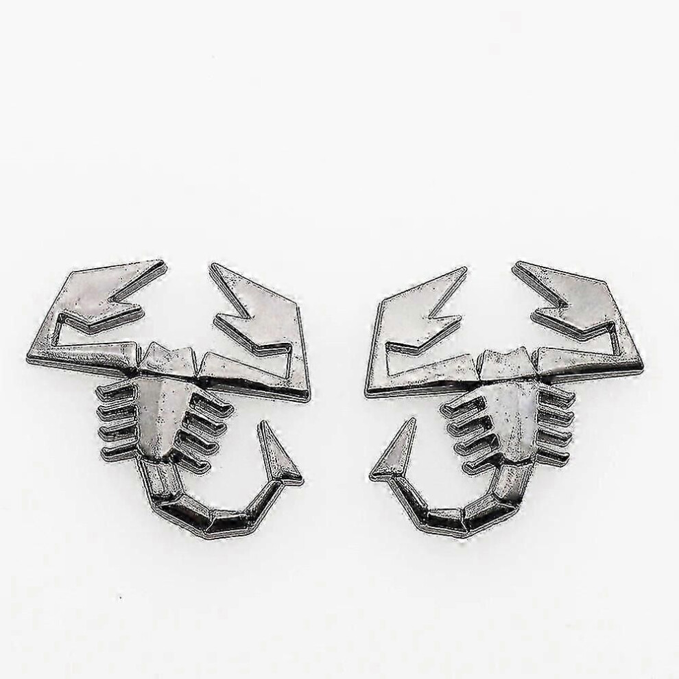 (Chrome -1) 3D Metal Abarth Scorpion Logo Car Fender Side Stickers Rear Badge Creative Decorati Black 9444211466926