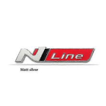 (Adesivo rosso argento opaco) Emblema griglia metallica 3D per logo Hyundai N Line Tucson NX4 I20
