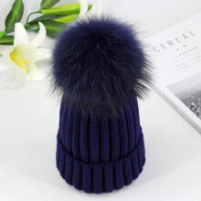(Blu - Adulti 55-60 cm) Cappello invernale con pompon in visone e berretto da baseball per donne e r