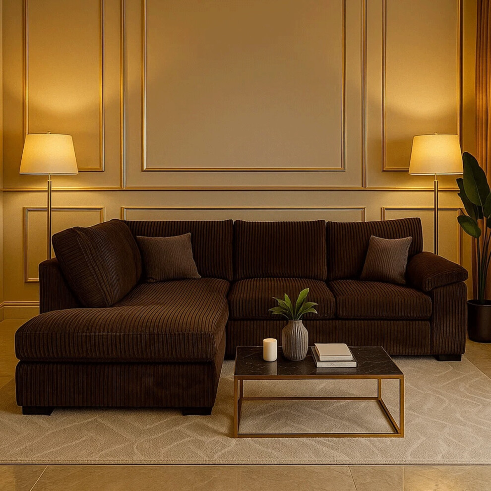 Furniture 786 Amalfi Jumbo Cord Left Hand Corner Sofa Chocolate Clear