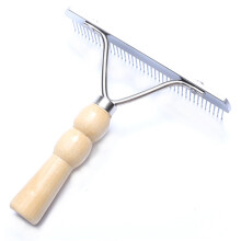 Mane and tail brush for horses, stainless steel brush with wooden handle
