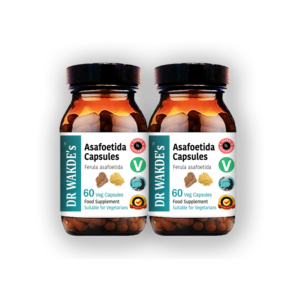 Dr Wakde's Asafoetida Capsules - 60 Veg Caps | Digestive Health & Gas Relief | Vegan, Plant-Based