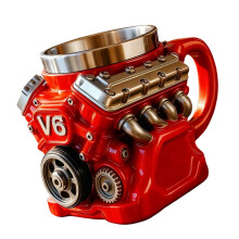 Nonrust Steel Lined Resin Mugs Retro Engine Shape Large-6