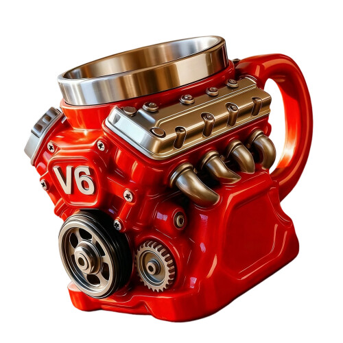 Nonrust Steel Lined Resin Mugs Retro Engine Shape Large-6