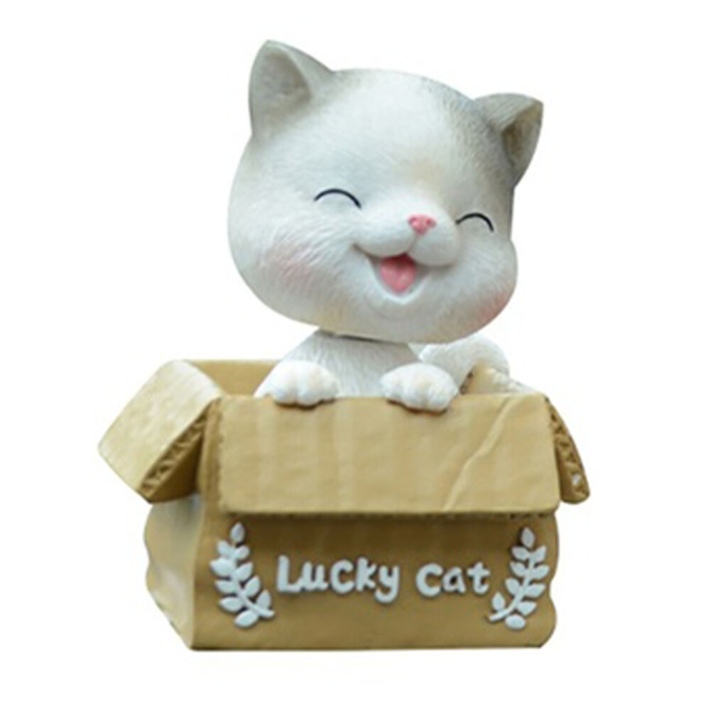 Resin Animal Dashboard Decor, Simulation Pet Figure With Shaking Head Car Ornament For Car Interior Accessory, Gift-Worthy Cat Statue For Car 9004841910789