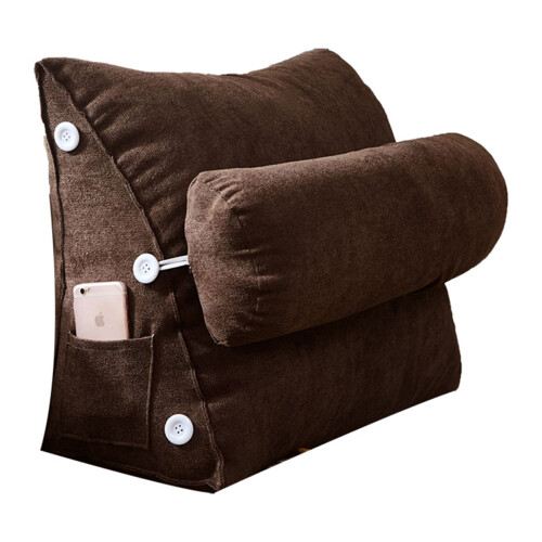 Sophisticated Reading Pillow, Memory Foam Support for Cozy Microfiber Cover, Triangular Design with Adjustable Lumbar Support, Detachable Neck Pillow