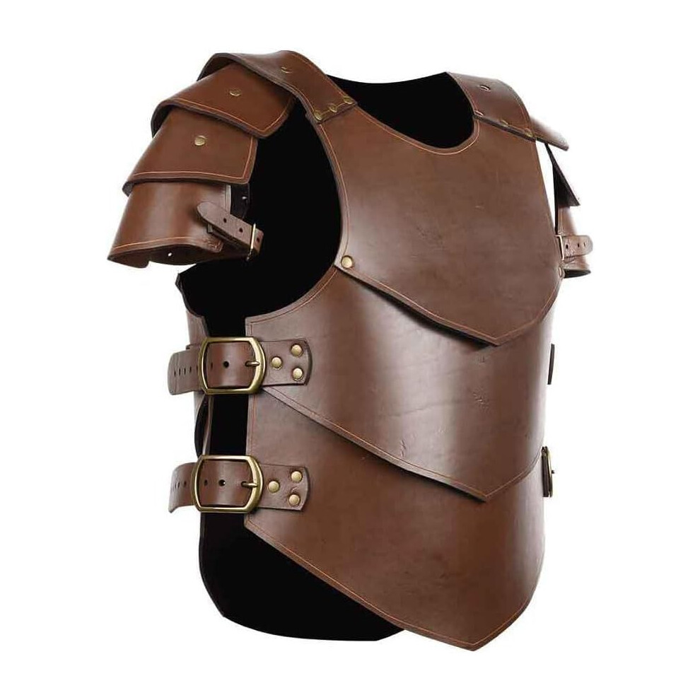 Medieval Leather Chest Armour Viking Gothic Chest Armour Chest Protector Renaissance Cosplay Knight Battle Armor For Halloween Theme Party Brown 9412369318312