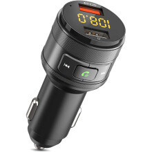 Transmissor FM elegante com adaptador Bluetooth para carro, chamadas nítidas e proteção de segurança para iPhone, iPad, HTC Galaxy e dispositivos