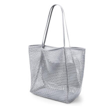 Letvægts mesh-totetaske, klassisk og stilfuld strand-skuldertaske, robust nok til at bære vægt med 24L stor kapacitet, kan bruges til daglige