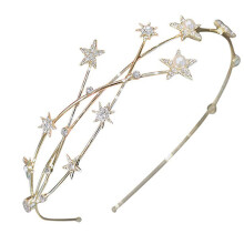 Corona a stella con strass per donna, fermaglio per capelli da sposa in lega resistente con pietre scintillanti, fermagli per capelli alla moda di