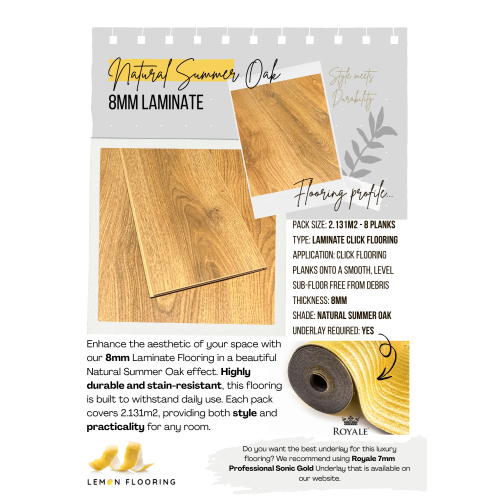 8mm Laminate Flooring - Click System - Natural Summer Oak Effect 1