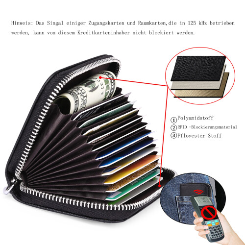Μαλακό δερμάτινο πορτοφόλι Saffiano με προστασία RFID, συμπαγής θήκη με φερμουάρ για 2