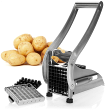 Potato Shredder with Lever Mechanism, Ergonomic Handle Easy to Clean Vegetable Cutter for Fast Food Prep Slices Fries Veggies Fruits with Dual Razor