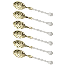 Elegant Carving Leaf Ice Cream Lepels 6-delig Zinklegering-goud