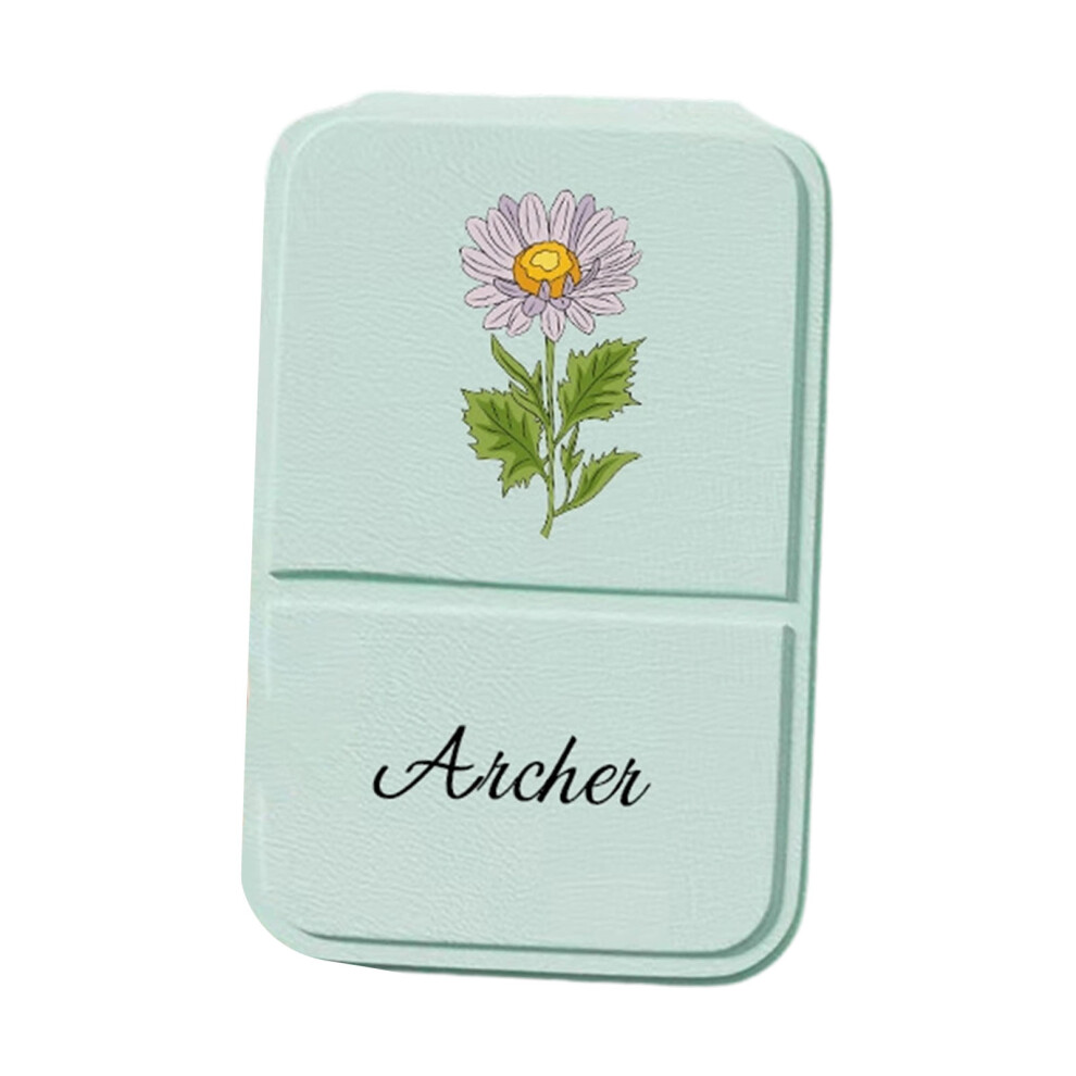 Folding Cosmetic Mirror Compact Size Adjustable Stand PU-Green