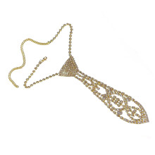 Sparkling Rhinestones Necktie Claw Chain Adjustable-Gold
