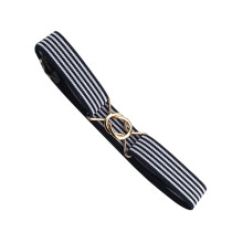 Soft Stretchable Belt-blue white blue colo Round buckle