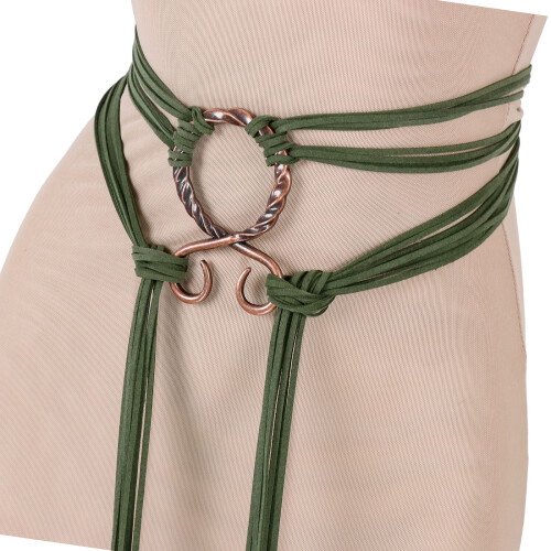 Braided Medieval Belt For Historical-bronze thread green