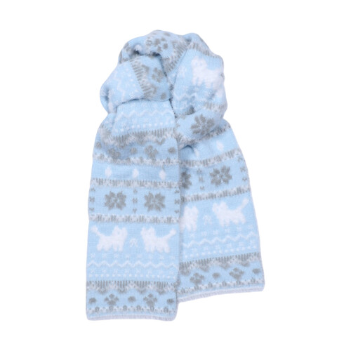 Warm Animal Print Knitted Scarf Lightweight Practical-Blue cat