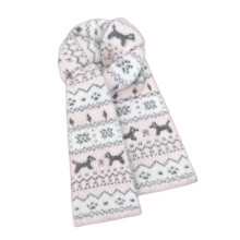 Atmungsaktiver Fair-Isles-Jacquard-Schal, wendbar,-Rosa Welpe