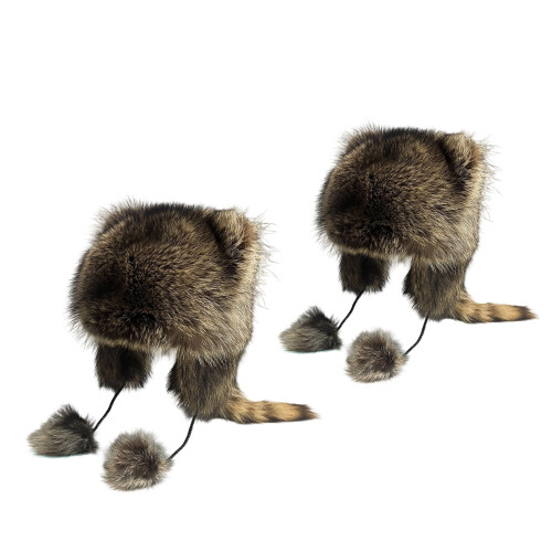 Furry Soft Raccoon Hat Warm-primary color Small and medium.