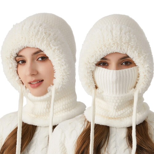 Multifunctional Knitted Hat – Winter Windproof Warm Hat-White