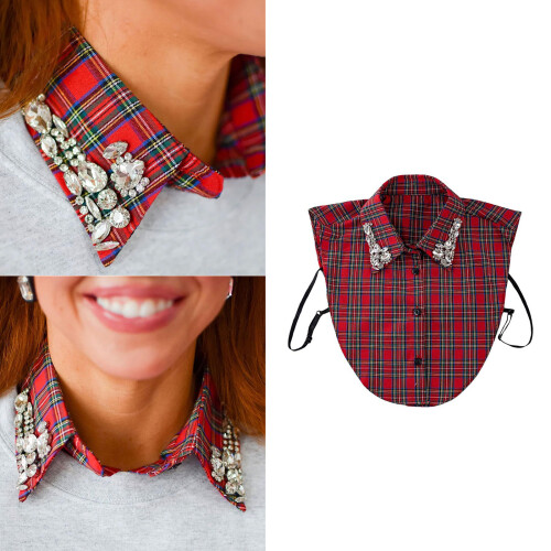 Quick Release False Shirt Collar Crystal Detail Durable-Blue 2