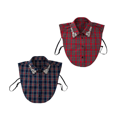 Quick Release False Shirt Collar Crystal Detail Durable-Blue 1